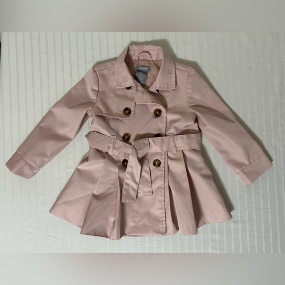 Tahari Baby Girl Trench Coat Size 18 Months Double Breasted Jacket Pink - Picture 1 of 11